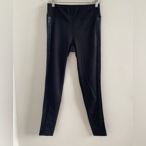 Electric Yoga Black Faux Snake Print Panel Active Workout Leggings Size Medium